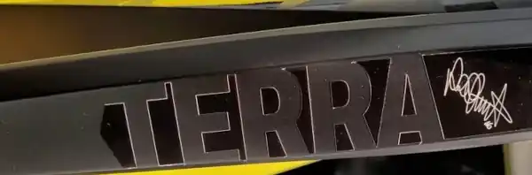 Valentino Rossi signature on the crossbar or the VR/46 Terra